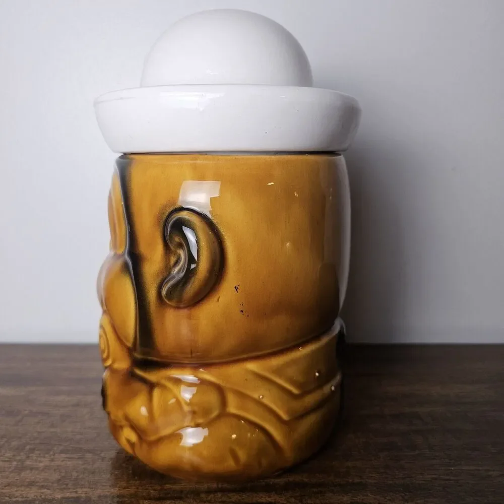Vintage Japan Sailor Monkey Cookie Jar Ceramic Lollipop Canister 1960s 1970s